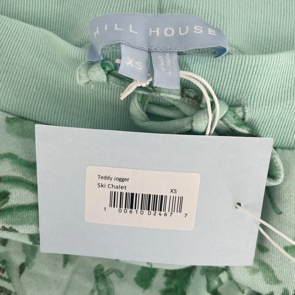 Hill House Teddy Jogger Sweatpants in Ski Chalet Print Green - Picture 5 of 8